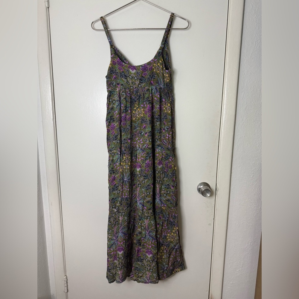 Natural life, Ella, green, blue, purple, yellow floral, sleeveless maxi dress S - Picture 7 of 8